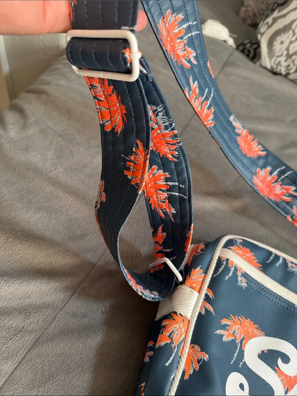 Superdry Navy and Orange Palm Print Crossbody/shoulder laptop travel bag